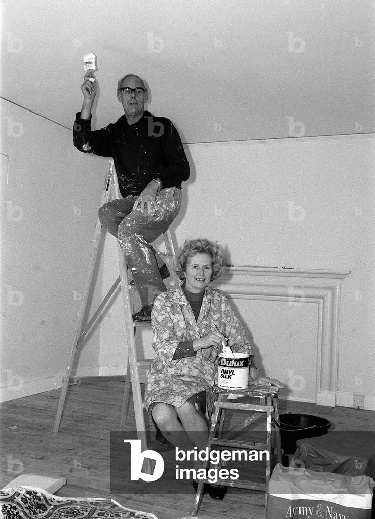 Margaret Thatcher spent the weekend in the country with her husband Denis decorating their new country Belfry Flat at Scotney Castle, Lamberhurst, near Tunbridge Wells,Kent. December 1975