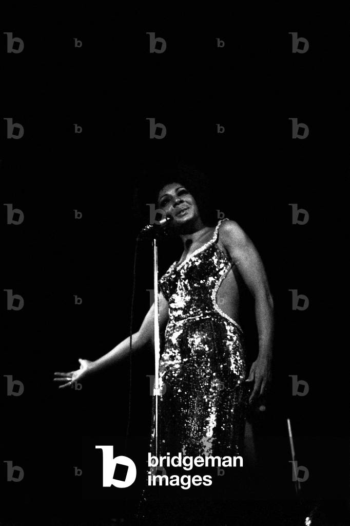 Shirley Bassey performing on stage in concert at Newcastle City Hall 30th April, 1971