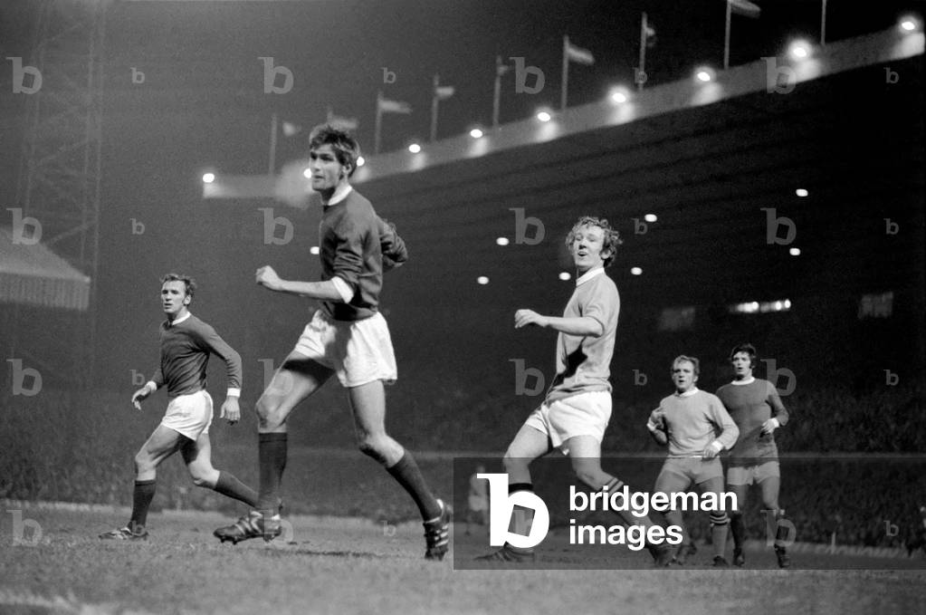 Sport football: League Cup semi-final 2nd leg. Manchester Utd v. Manchester City. Action from the match. December 1969 (photo)