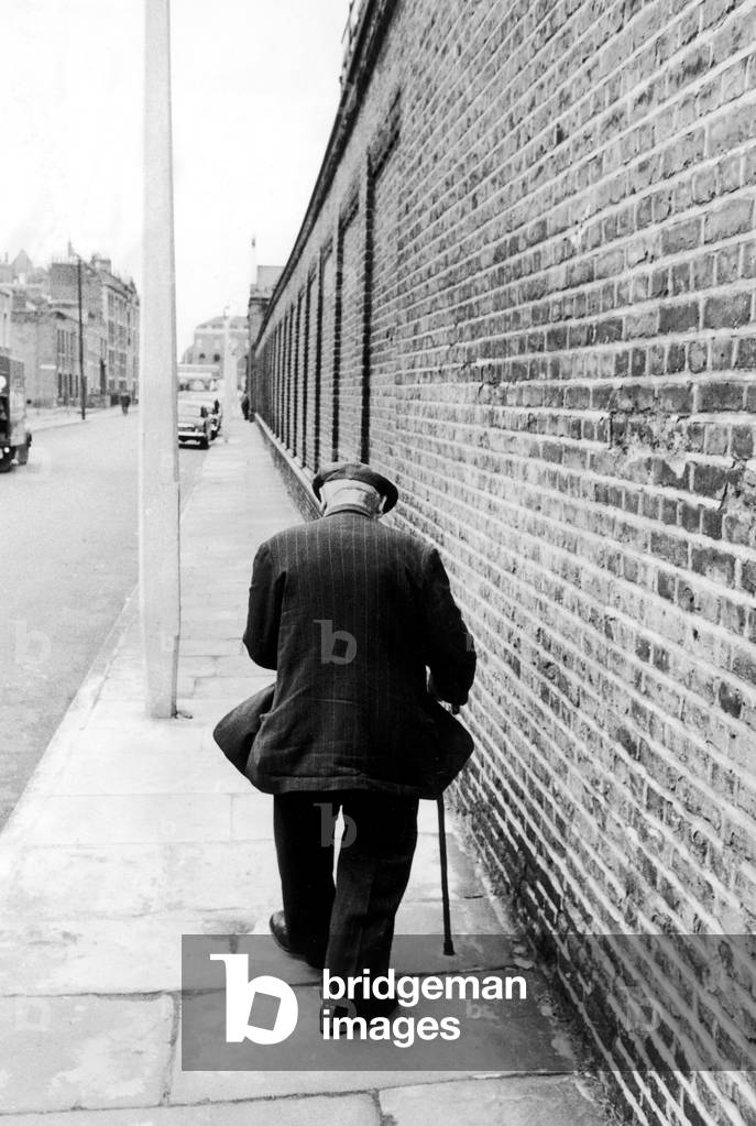 The high walls surrounding the Old People's home in Southern Grove, Stepney. Circa 1963