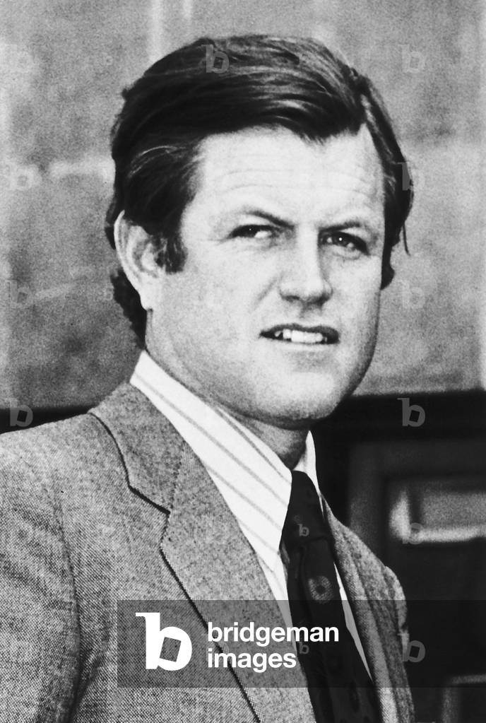 Senator Edward Kennedy at London Heathrow Airport April 17th 1971 (b/w photo)