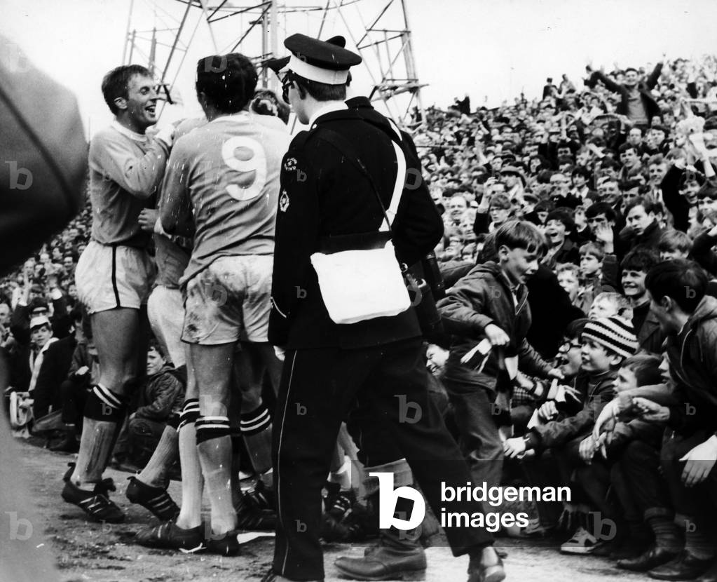 Newcastle United v Manchester City, league match at St james Park, Saturday 11th May 1968. Final score: Newcastle United 3-4 Manchester City. Manchester City Champions. Winners (photo)