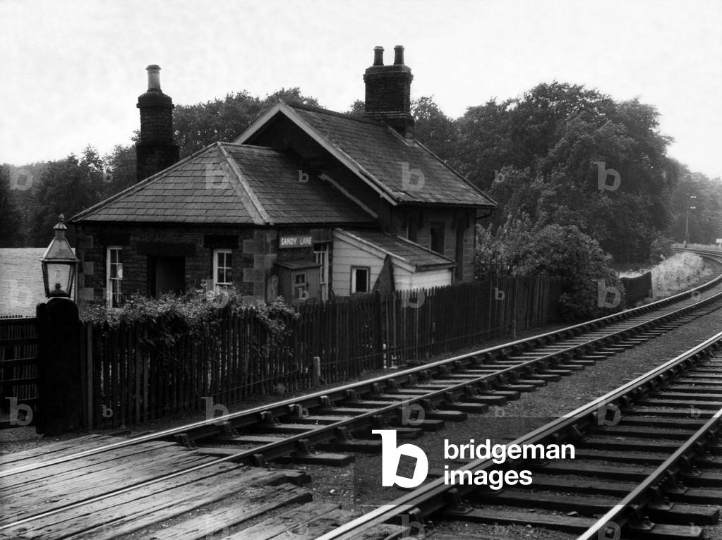 The level crossing at Sandy Lane, near Wetheral on 10th July 1962 and the house where the keeper lives, 10th July 1962 (b/w photo)