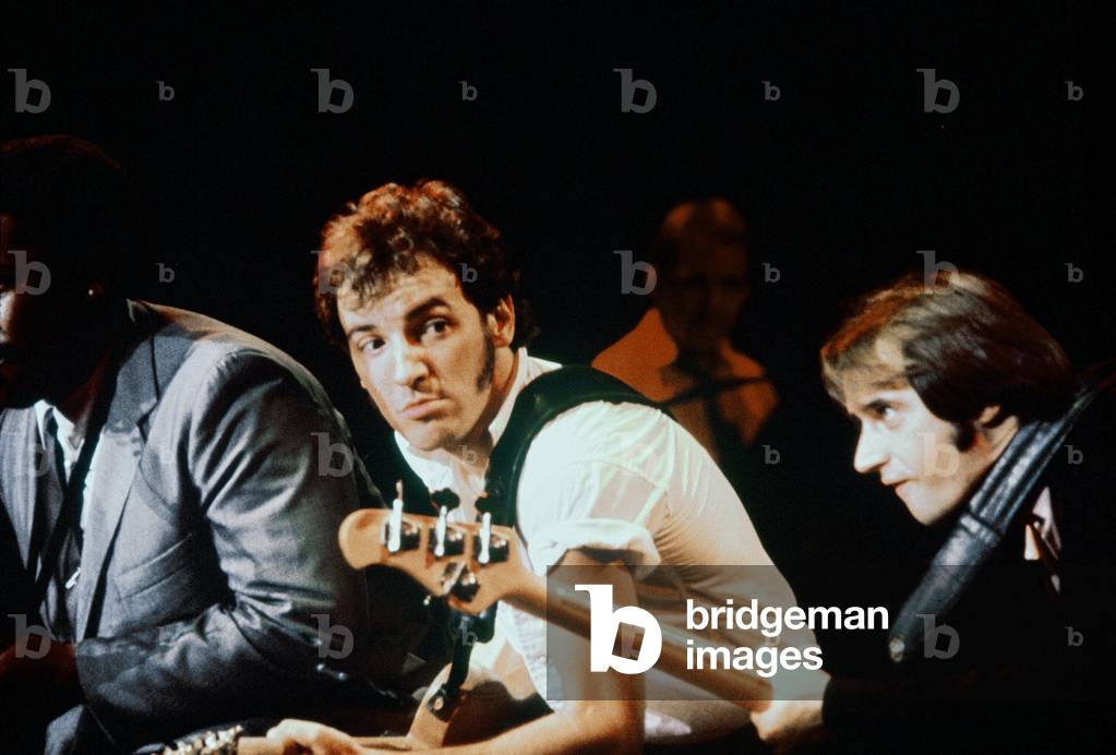 American rock musician Bruce Springsteen in concert, 1981 (photo)