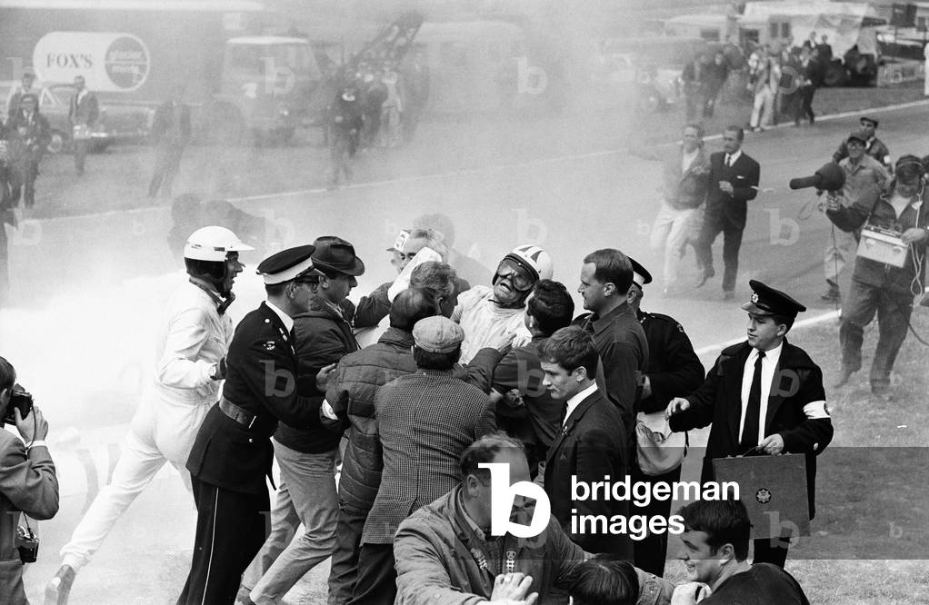 Filming of MGN film 'Grand Prix' at Brands Hatch in Kent July 1966 (b/w photo)