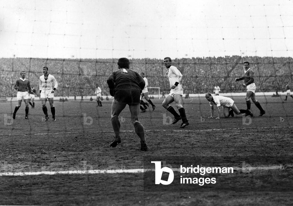 European Cup Winners Cup Semi Final second Leg at Ibrox May 1967Rangers 1 v Slavia Sofia 0 (Rangers win 2-0 on aggregate)Rangers' Roger Hynd has a header saved by goalkeeper Simeonov goalkeeper (photo)