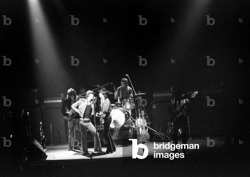 Rolling Stones: on stage at Empire Theatre, Liverpool, England 12th March 1971 (b/w photo)