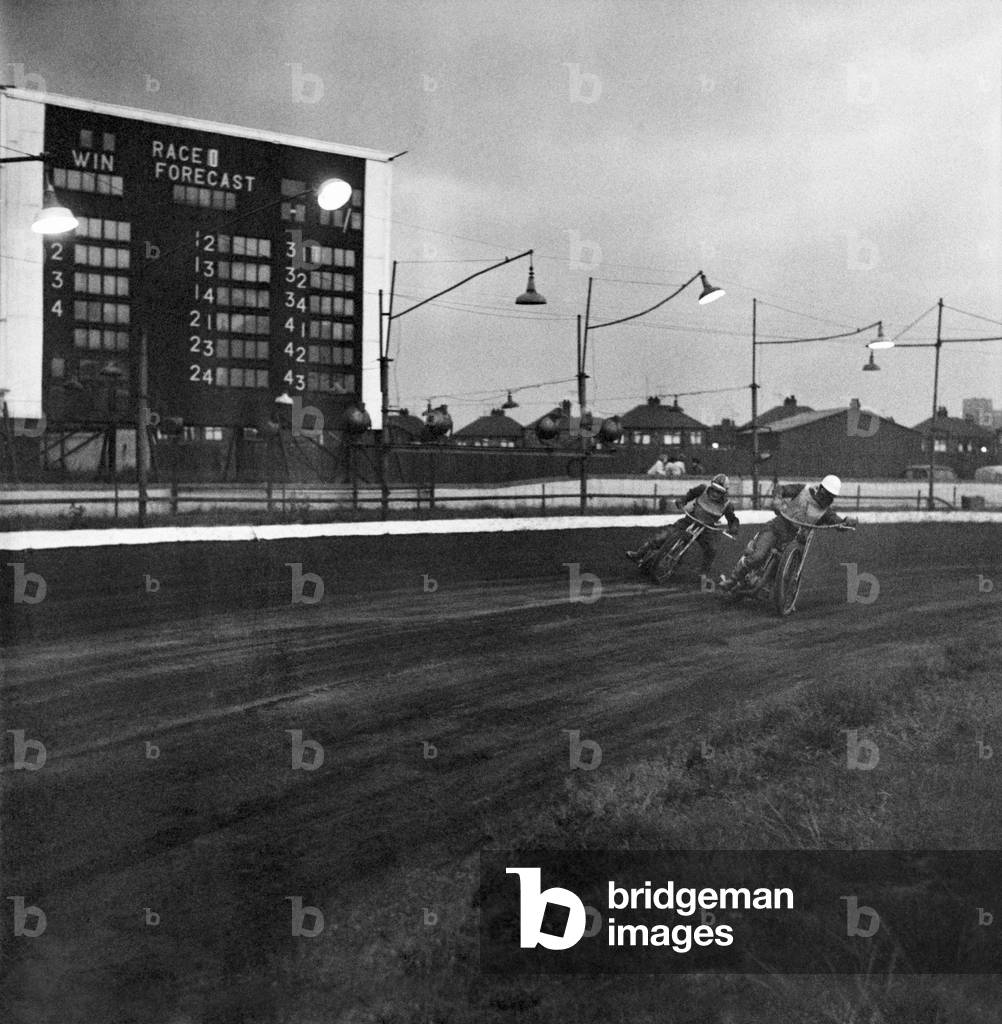 Speedway action at Liverpool World Championship. June 1960