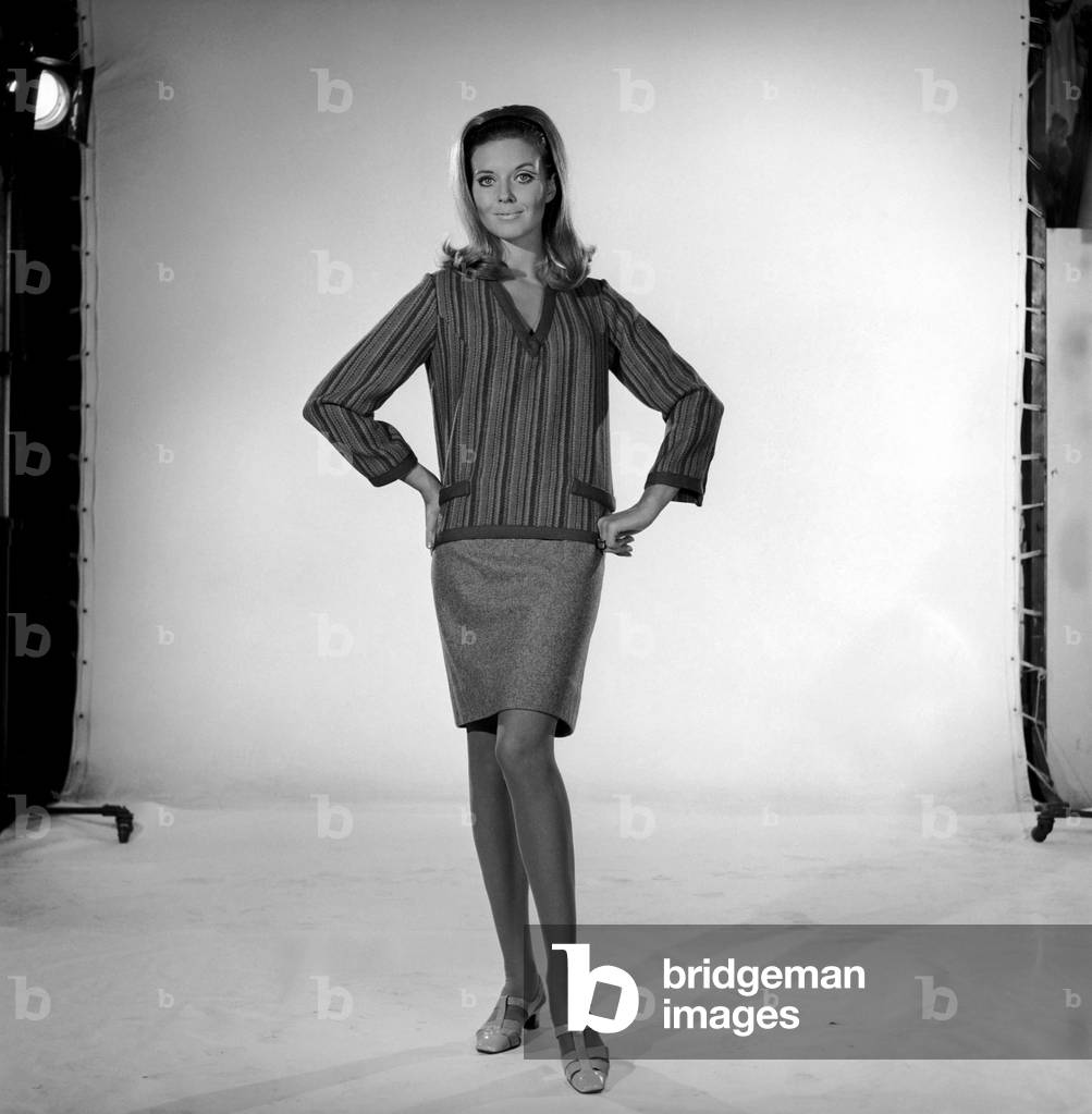 Maureen Walker seen here modelling Cardigan, 1960 (b/w photo)
