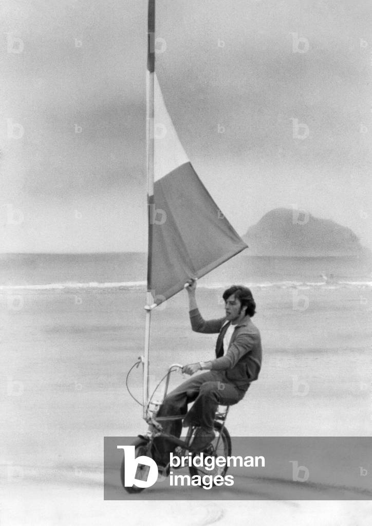 David Healey and his Sailbike, July 1977
