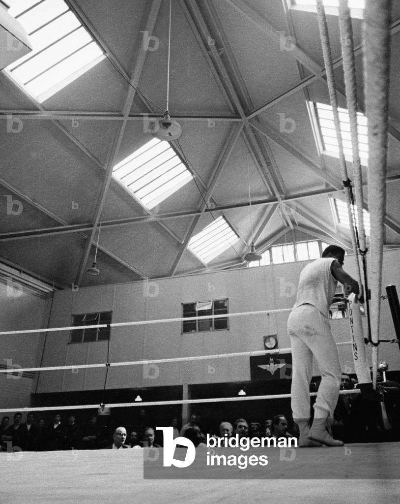 Cassius Clay later to become Muhammad Ali training for an upcoming fight, May 1966 (b/w photo)