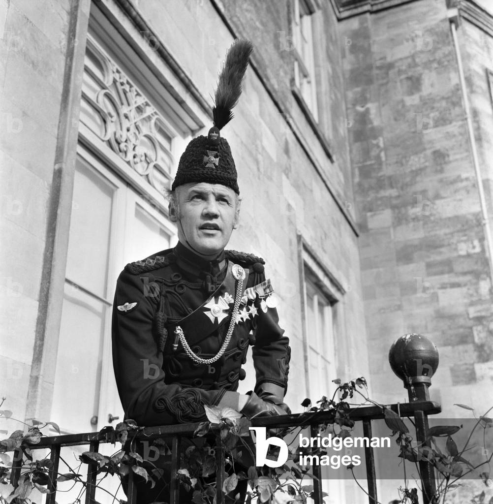Capt. Jeremy Elwes - The High Sheriff of Lincoln pictured in the uniform for the King's Royal Rifle Corps. Outside his home Elsham Hall, Elsham, Lincs. October 1969