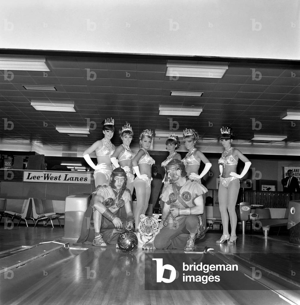 Kuma the tiger, aged 4, meets Caesars Maidens at a £, 04/10/1966