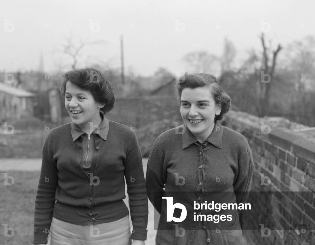 Kathleen Best Yorks and Margaret Fly Table Tennis Birmingham, 1952 (b/w photo)