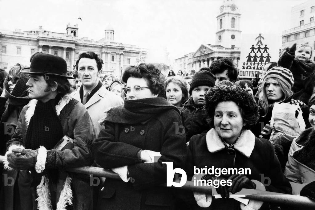 Hundreds of militant women, members of the Women's Liberation Movement marched through London on 6th March 1971 in the biggest all female demonstration since the days of the suffragettes, 1971 (b/w photo)