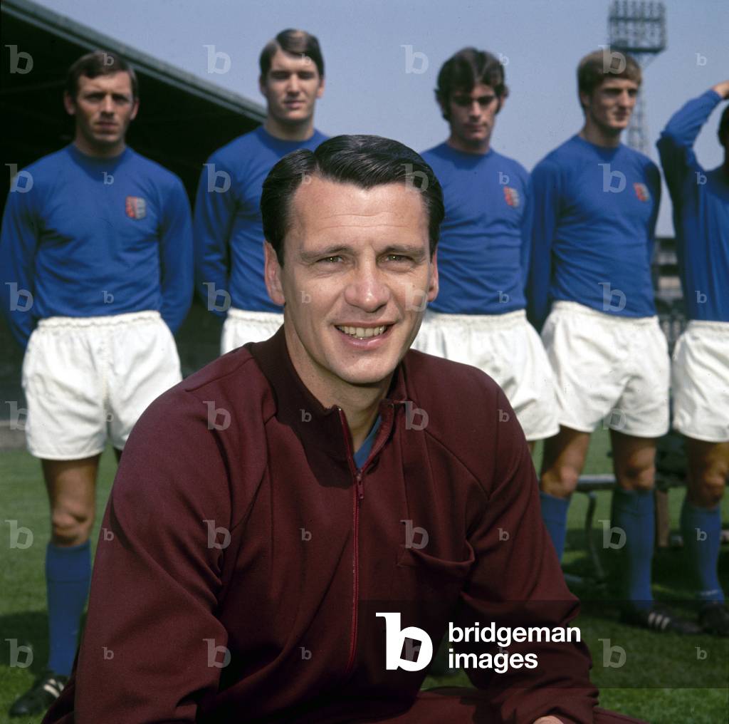 Ipswich Town football manager Bobby Robson at Portman Road with his teamJuly 1969 (photo)