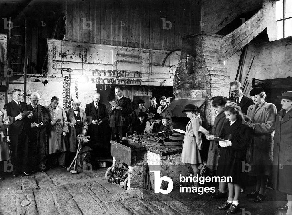 The baptise minister, the Rev George W Yaxley conductiong a service in the Smithy, Wymondham, Norfolk which 150 years ago was used as a Baptist church.
October 1646