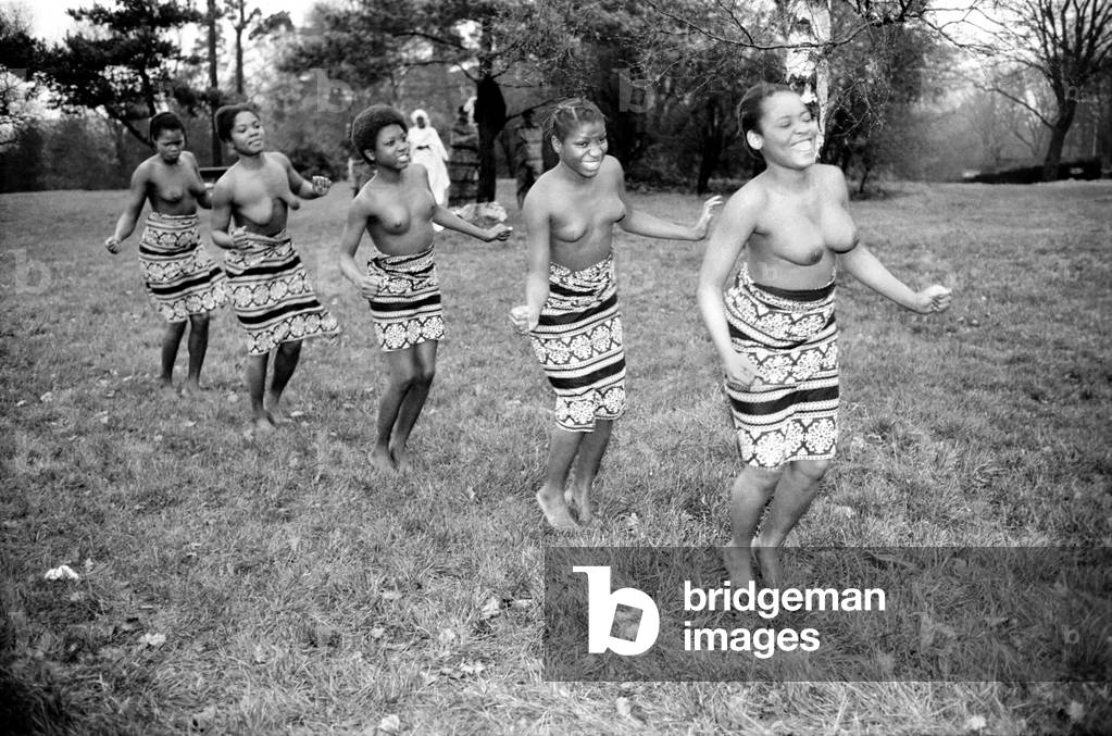 African Dancing: Ghanan Dancers. Girls performing their dance this morning. December 1974 (photo)