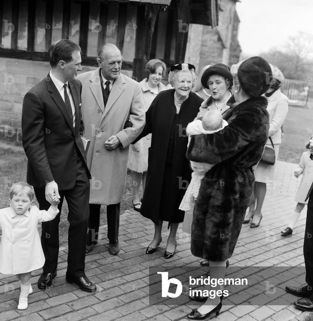 The Christening of Jennie Churchill, Winston Churchill's Great Grand Daughter, 1967 (b/w photo)