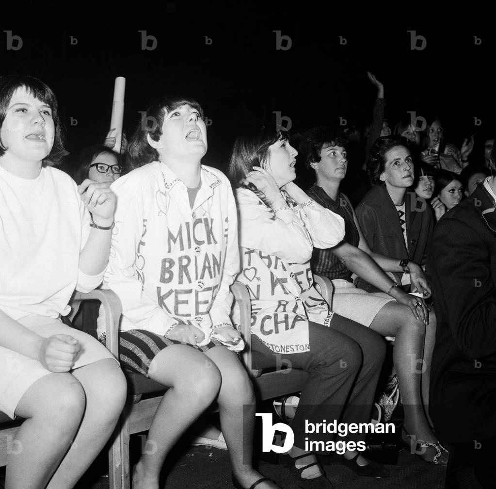 The Rolling Stones at The Royal Albert Hall, their first British Tour in a year. Excited female fans in the front row.
23rd September 1966