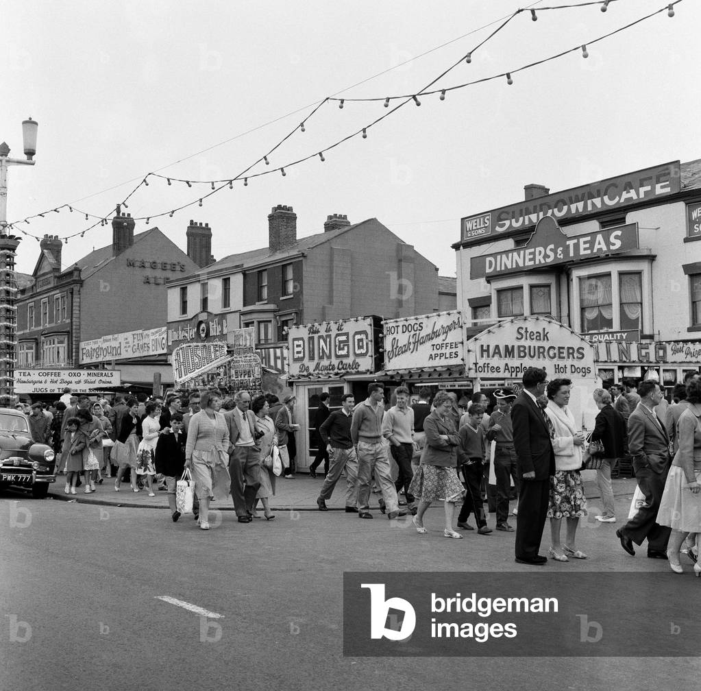 Holiday scenes in Blackpool, Lancashire. 5th August 1961 (b/w photo)