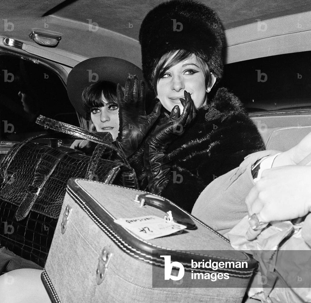 Barbra Streisand, Actress and Singer, arrives at London Heathrow Airport, 17th March 1966 (b/w photo)