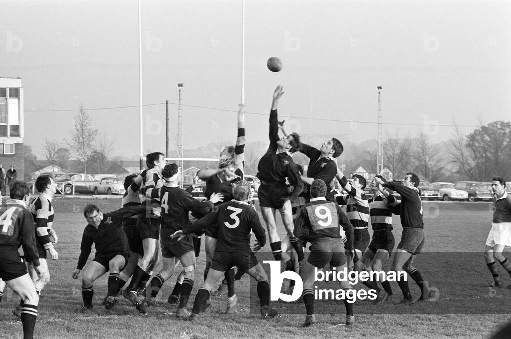 London Wasps v Cardiff, Rugby Union Match at Sudbury, 18th November 1967 (b/w photo)