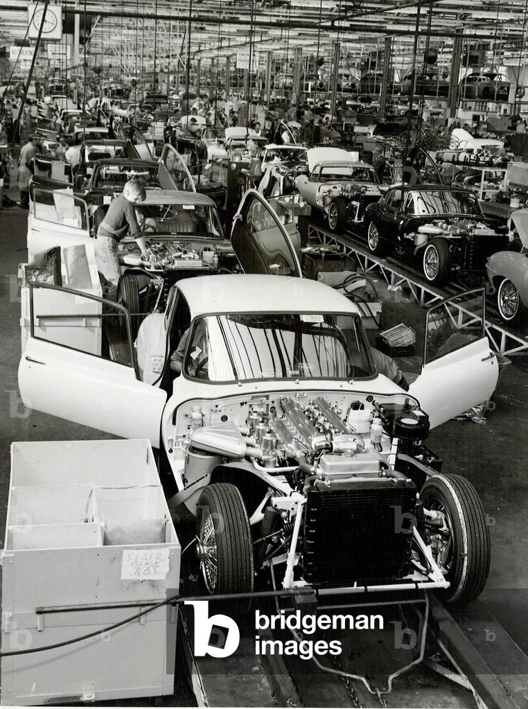 The lengthened assembly tracks at Jaguar Cars, Browns Lane, Coventry21st May 1969 (b/w photo)