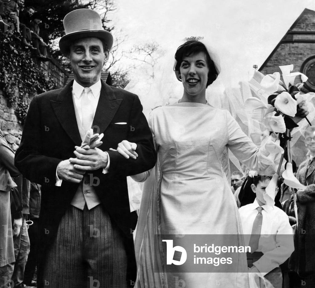 Spike Milligan and actress Pat Ridgway at their wedding at the R.C. Chruch at Rawdon, near Leeds. May 1962