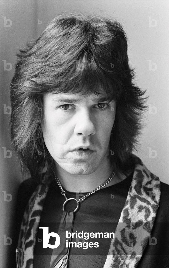 British blues guitarist and singer Gary Moore of Thin Lizzy. 27th March 1979 (b/w photo)