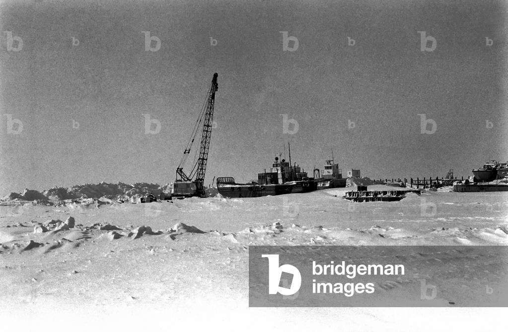 Prudhoe Bay Alaska, April 1977 (b/w photo)