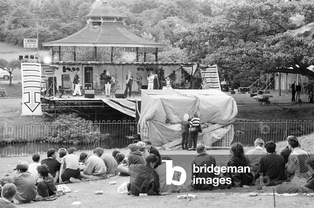 Music Festival, Sefton Park, south Liverpool, Merseyside, 12th August 1988 (b/w photo)