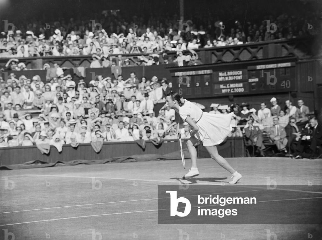 Tennis Wimbledon Women's Double Final, Gertrude Moran, 1949 (b/w photo)