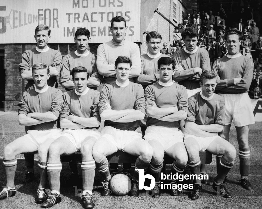Abderdeen FC pose for a pre season group photograph 1964 -1965. They are back row left to right: Dave Bennett, Ally Shewan, Tubby Ogston, Charley Cooke, David Smith and Andy Kerr. Front Row: Don Kerrigan, Tommy Morrison, Doug Coutts, Ernie Winchester and Willie McIntosh. August 1964 (photo)