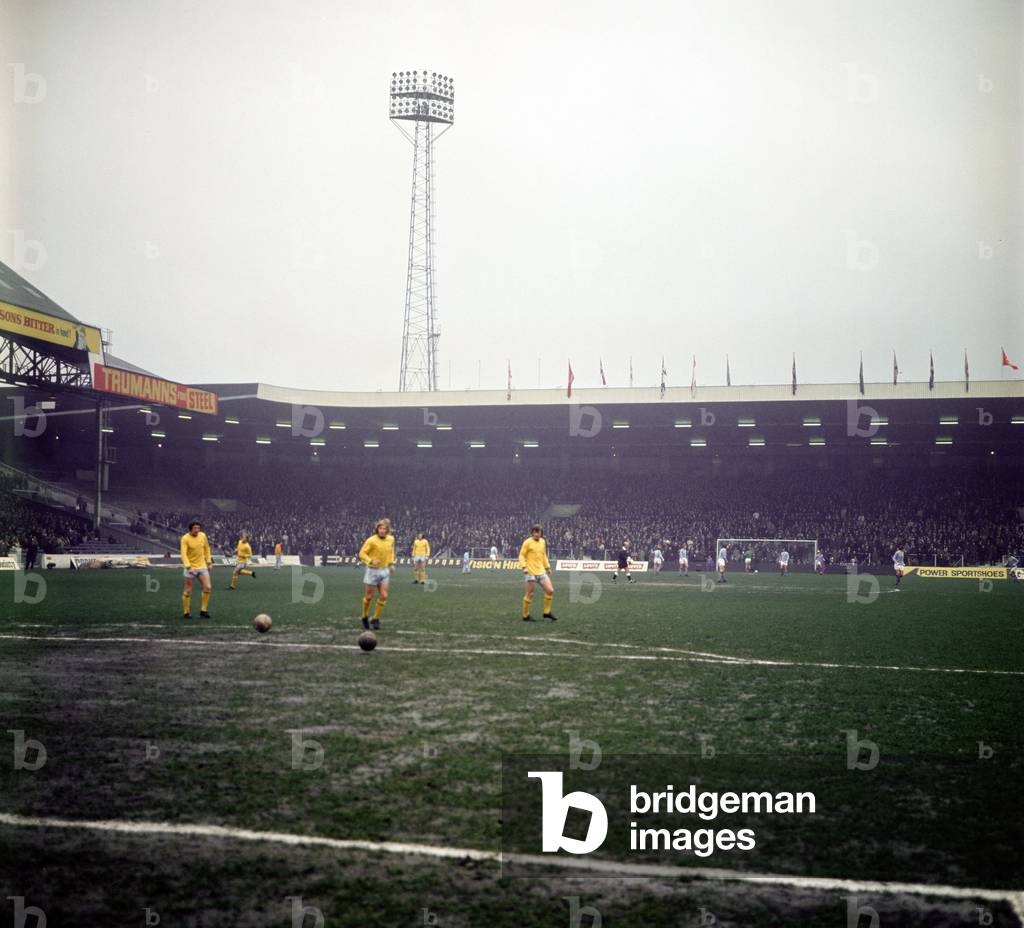 English League Division One match at Maine Road. Manchester City 2 v West Bromwich Albion 1. General view showing the stadium. 1st March 1972 (b/w photo)