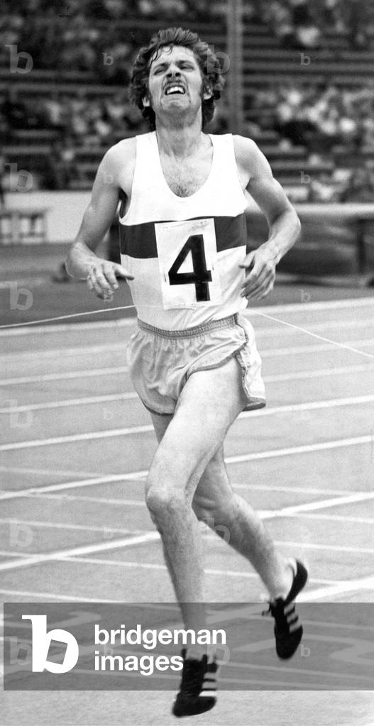 Brendan Foster at Crystal Palace during the Great Britain and Hungary meet in August 1973 27/08/1973 (b/w photo)