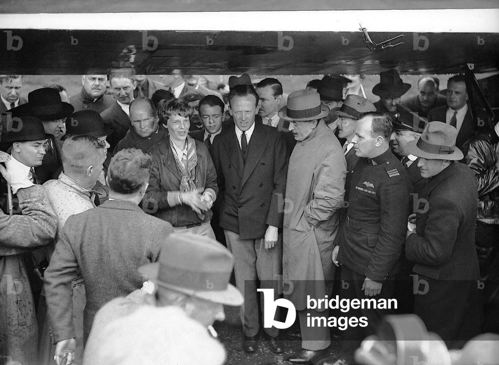 Miss Earhart flies the Atlantic, May 1932 (b/w photo)