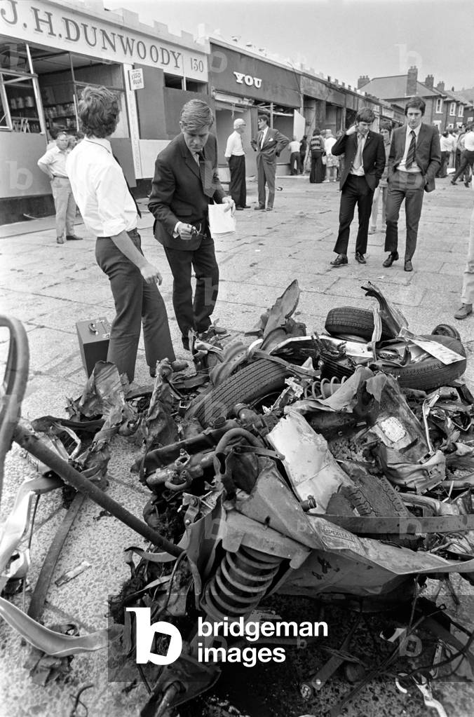 Northern Ireland July 1972. General scenes of devastation following a series of bomb blasts in Belfast city centre. July 1972 72-7554
