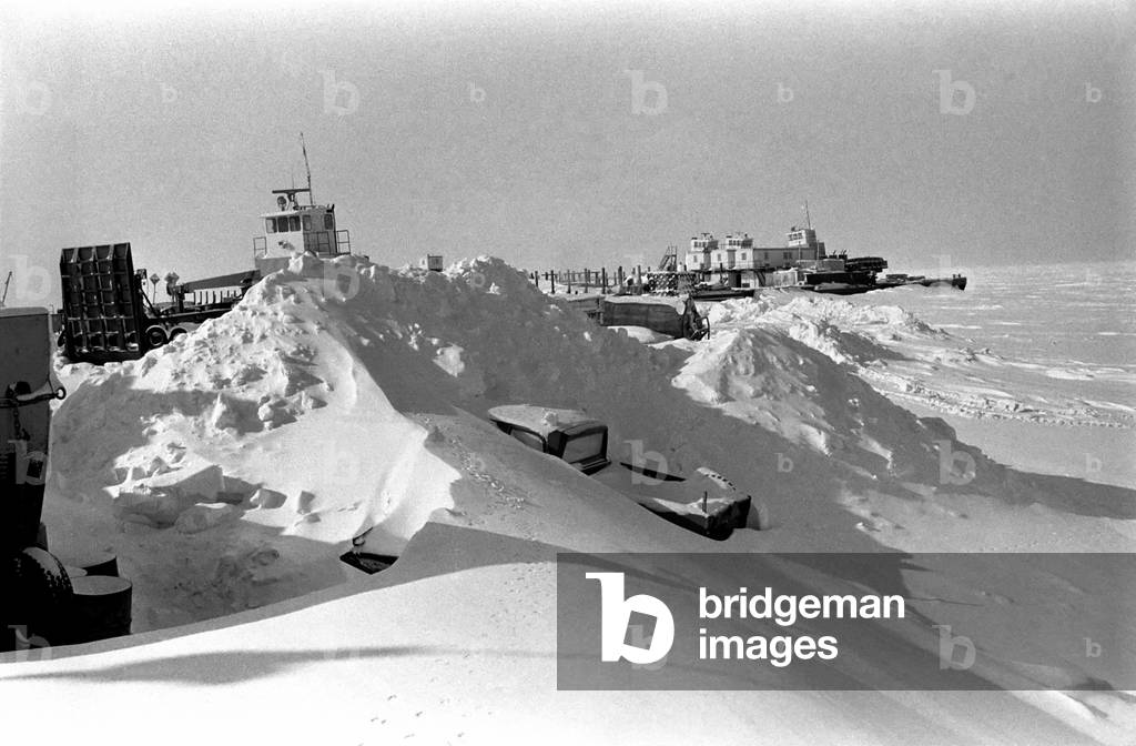 Prudhoe Bay Alaska, April 1977 (b/w photo)