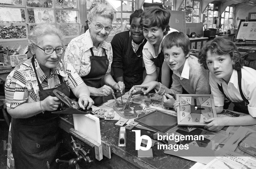 Weoley Castle residents go back to school, at Ilmington Road School. 13th July 1981 (b/w photo)