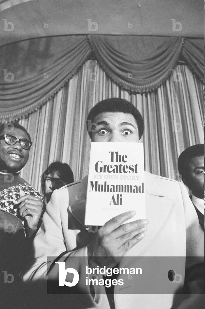 Muhammad Ali seen here holding a press conference at the Savoy Hotel to publicise his new book 