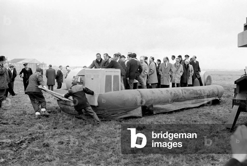 A hoverplatform was demonstrated at Heathrow, as a possible means of moving disabled aircraft and for other airport uses. The hoverplatform is 30ft long and consists of a steel structure around which is fitted a flexible segmented skirt. The hoverplatform demonstration at Heathrow . December 1969