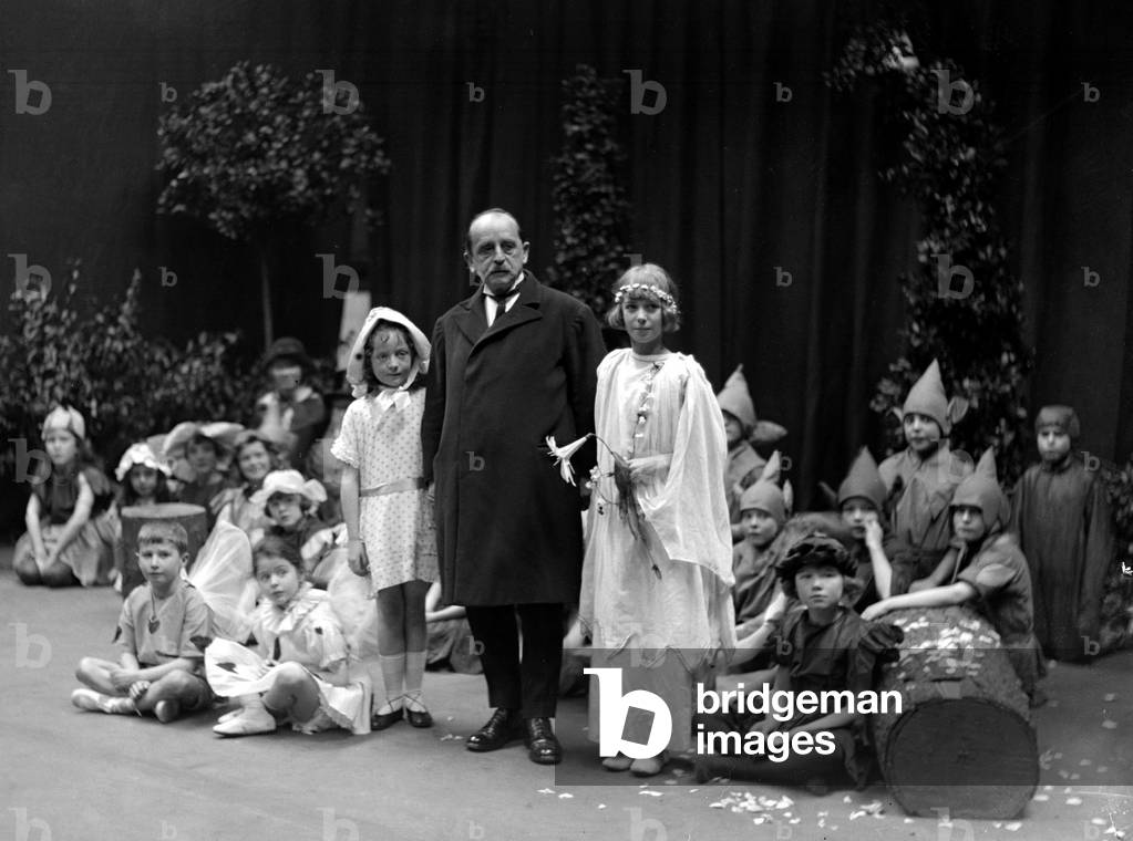 Sir James Barrie, creator of Peter Pan at Dumfries Academy with Dorothy Smith (left) and Margaret Murray, 13th December 1924