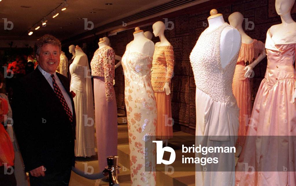 James Whitaker Mirror writer at Christies New York June 1997 with Princess Diana dresses that will be auctioned.