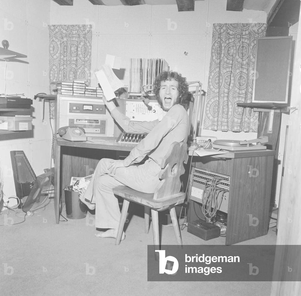 DJ Kenny Everett, pictured at his farmhouse in Sussex, January 1973.