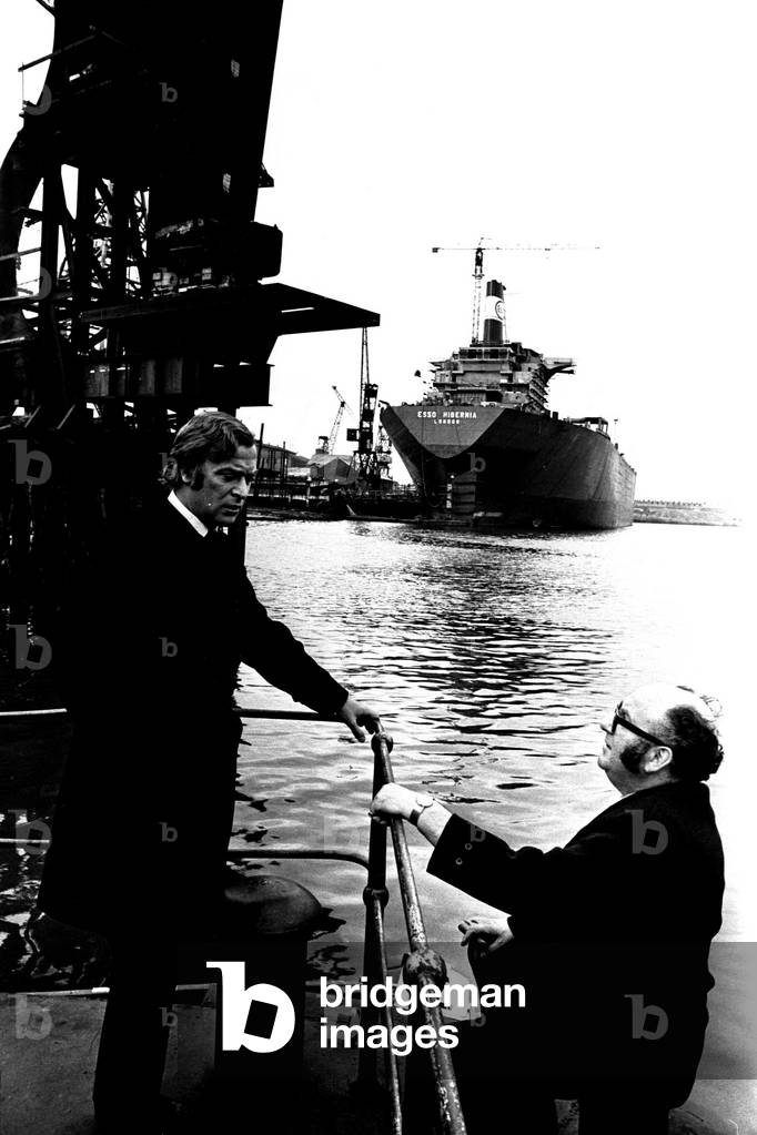 Michael Caine in a scene from the film Get Carter . Hebburn-Wallsend ferry landing on 1st June 1970