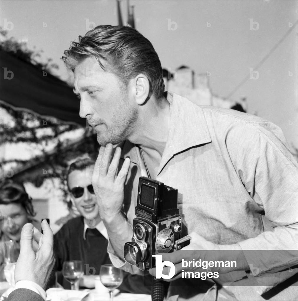 Actor Kirk Douglas at the Cannes Film festival, April 1953 (b/w photo)
