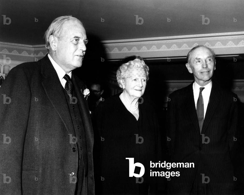Lady Churchill and Mr Randolph Churchill at the Foyles Literary Luncheon, 1966 (b/w photo)