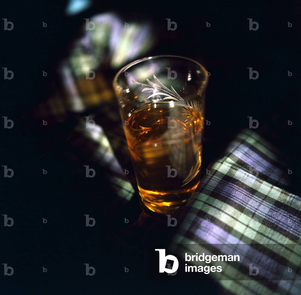 A glass of single malt whisky, circa 1970