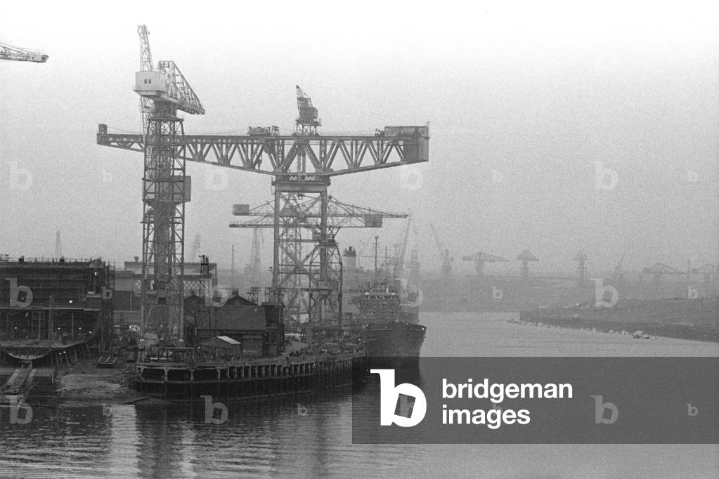 Cranes at Tyne Dock, South Shields 21 June 1979 (b/w photo)